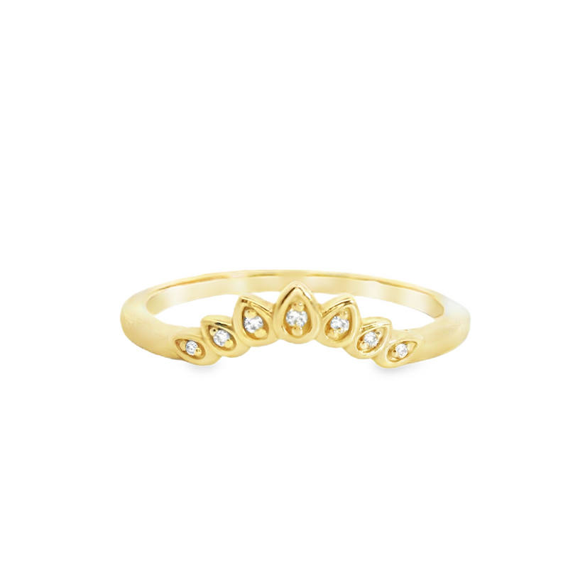 14K YG Curved Diamond Band
