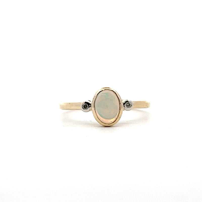 10K YG OPAL/DIAMOND RING