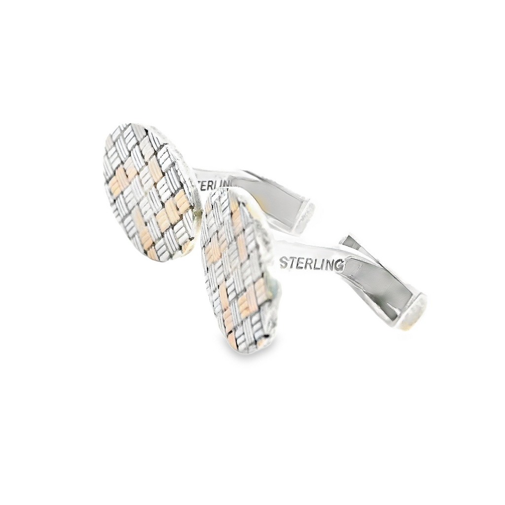 Tiffany & Co. SS & 14K YG Basket Weave Cufflinks