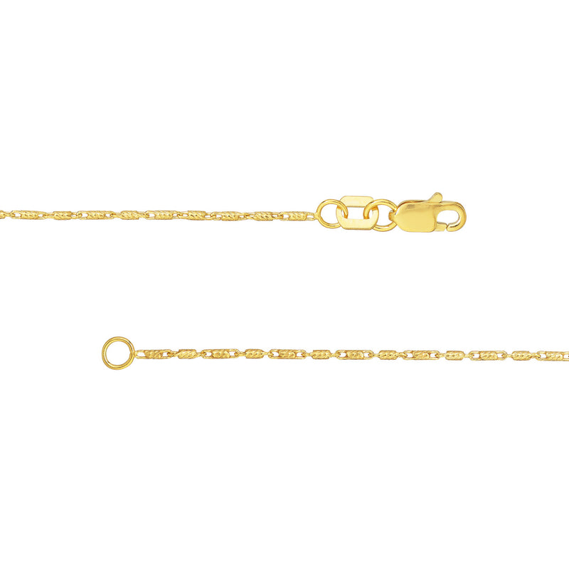 14K YG Diamond Cut Tube Bead Chain 20"