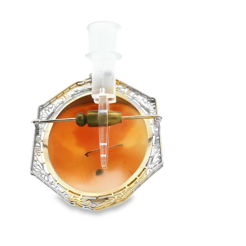 14K WG CAMEO WITH DIAMOND PIN