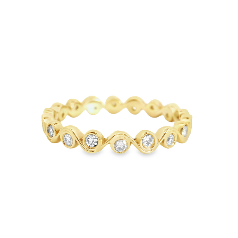 14K YG Wave Bezel Set Ring 0.29 CT TW