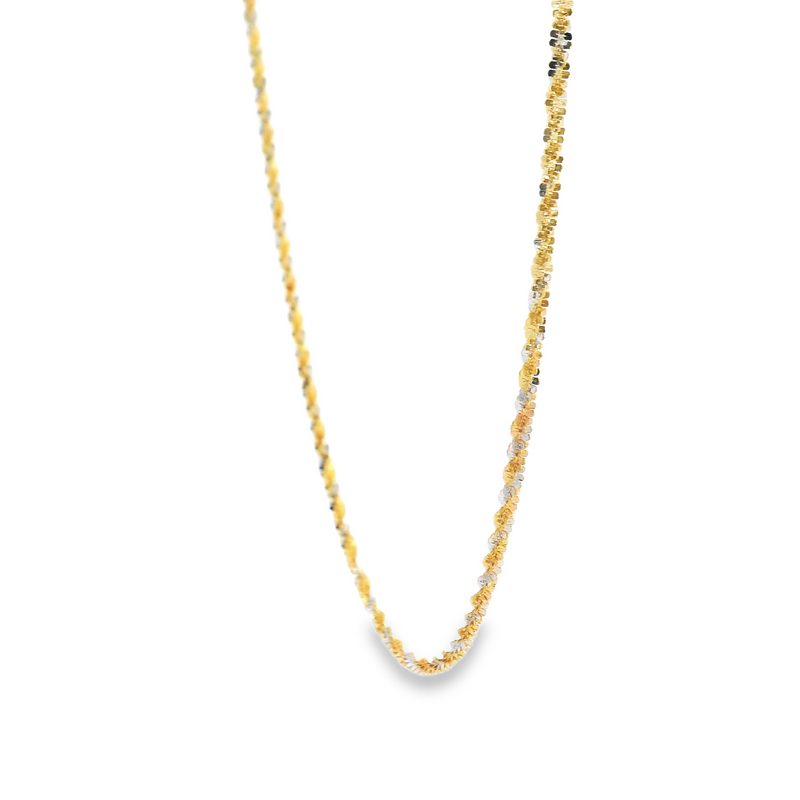22K Two Tone Fancy Twisted Chain 20"