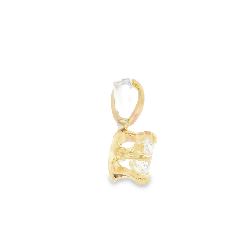 14K YG Solitaire Diamond Pendant