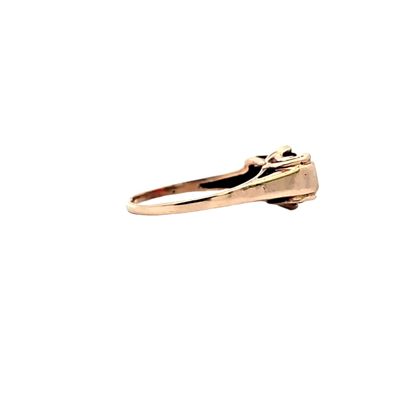 10K YG Vintage Red Glass Ring