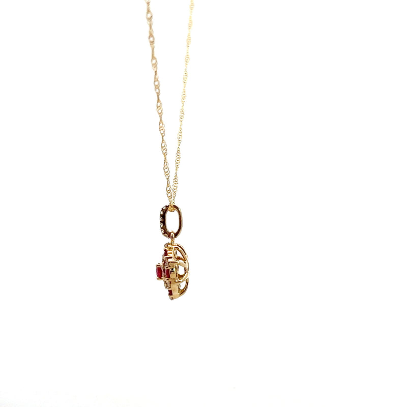 14K YG Ruby & Diamond Pendant