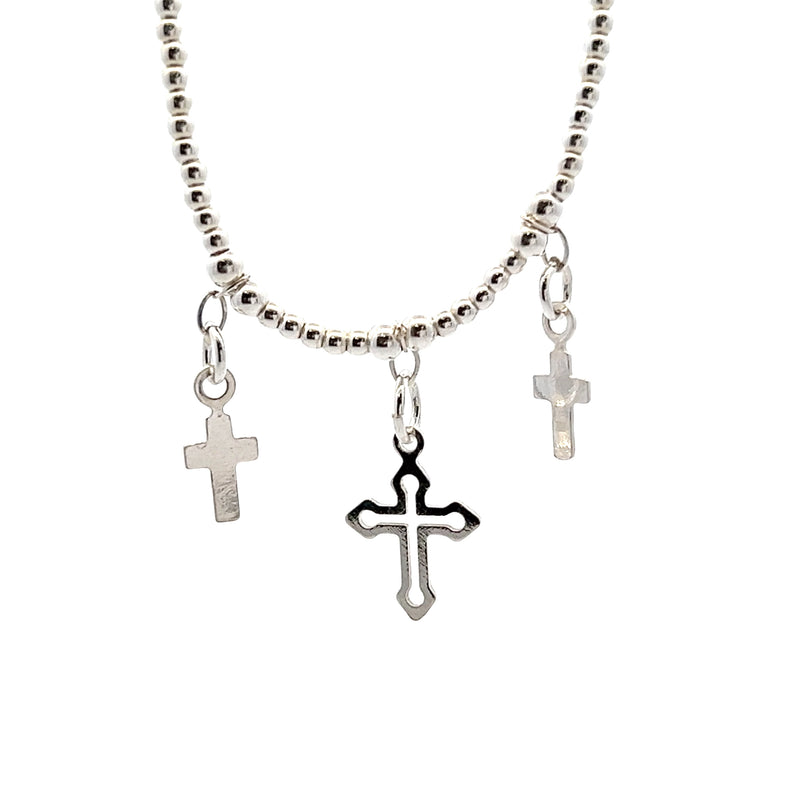 Sterling Silver Elastic Cross Bracelet