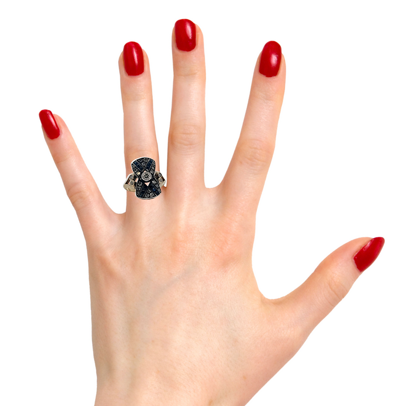 18K YG Vintage Sapphire & Diamond Ring