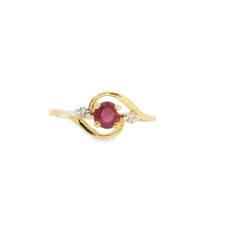 14K YG Ruby & Diamond Ring