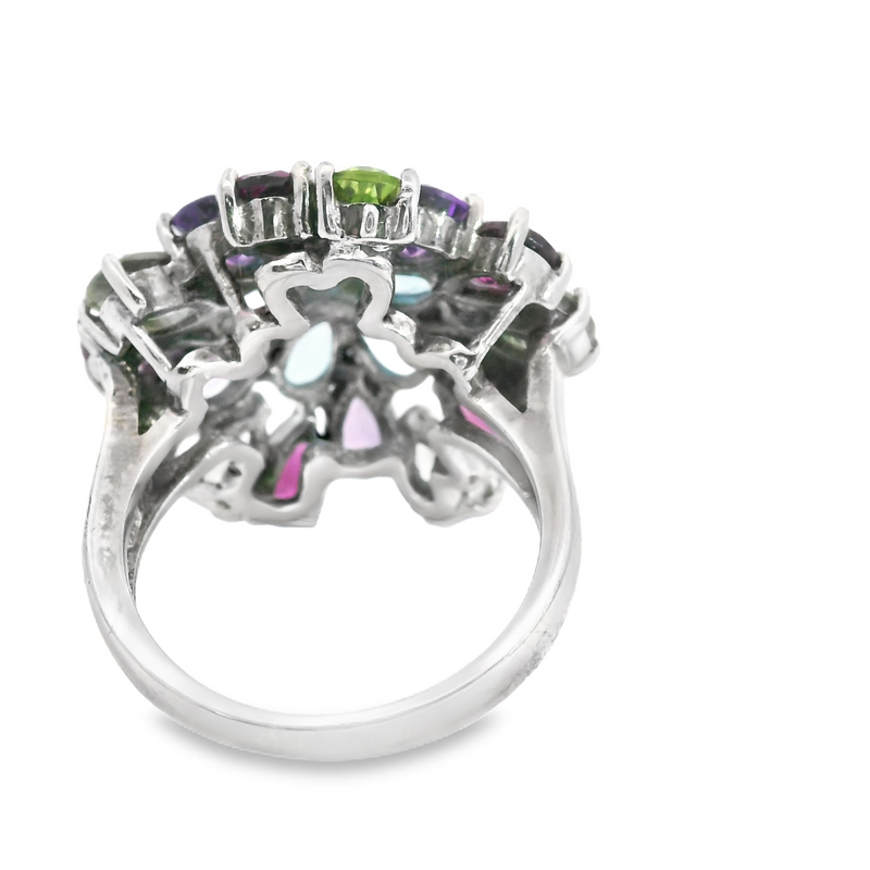 Sterling Silver Semi Precious Multi Stone Ring