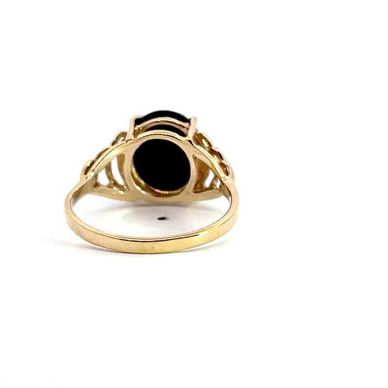 10K YG Black Onyx Ring