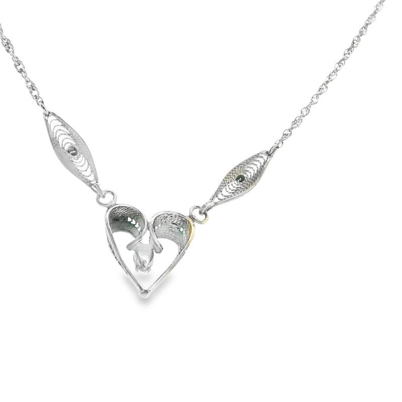 Sterling Silver Heart Necklace 15"