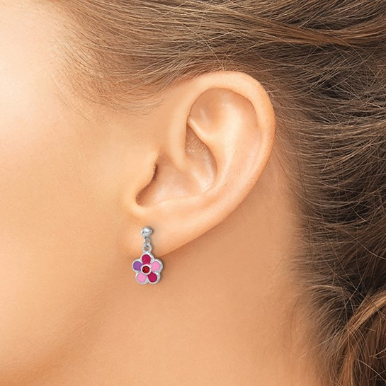 Silver Flower Dangle Earrings