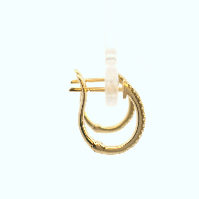 14K YELLOW GOLD DIAMOND HOOP E