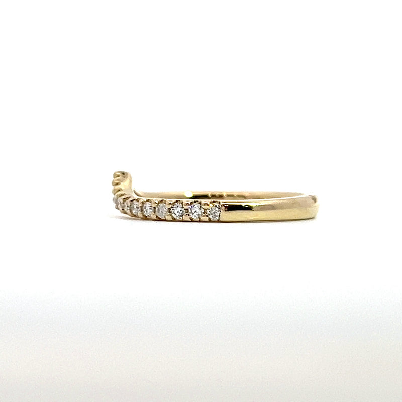 14K YG Curved Diamond Band