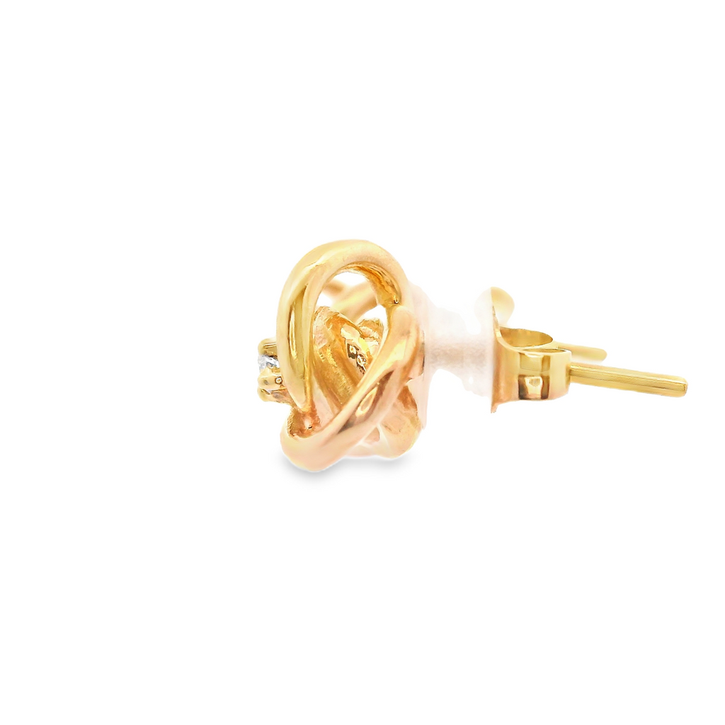 14K YG Diamond Knot Style Earrings