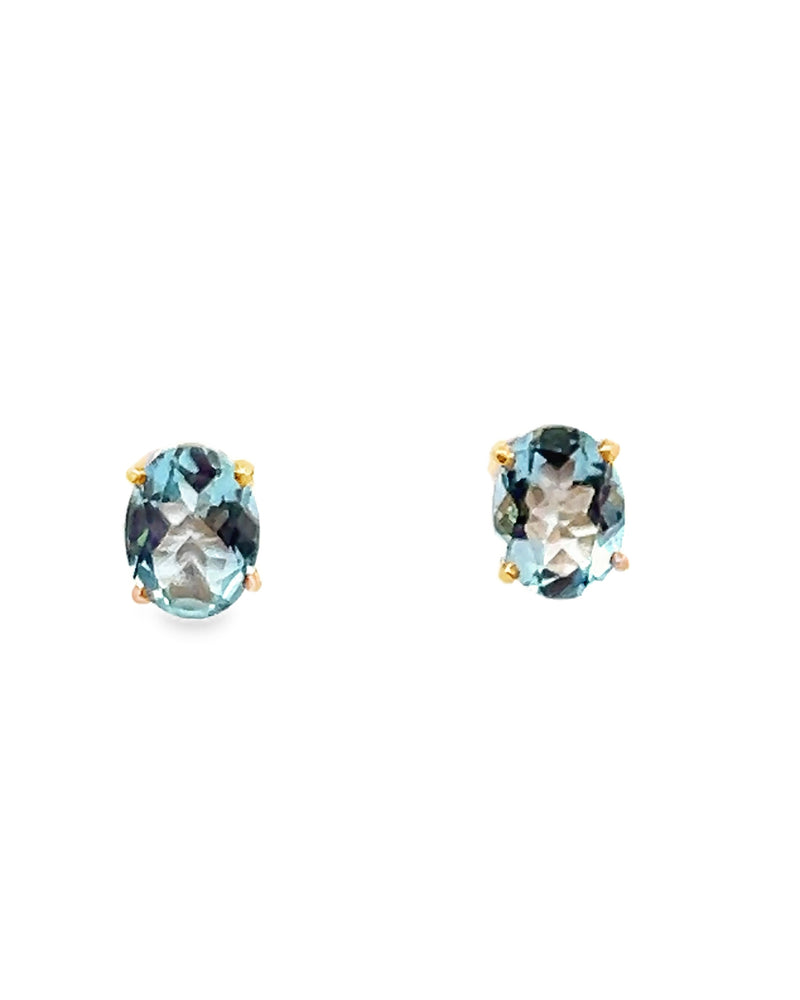 14K YG Aquamarine Stud Earrings 2.4 CT TW