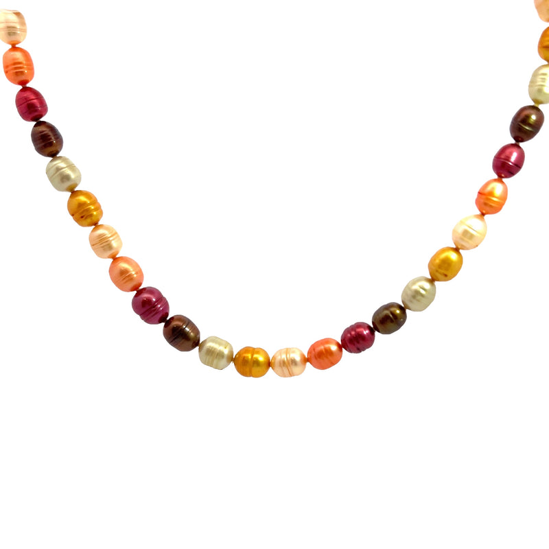 Sterling SIlver Multi Color Pearl Necklace