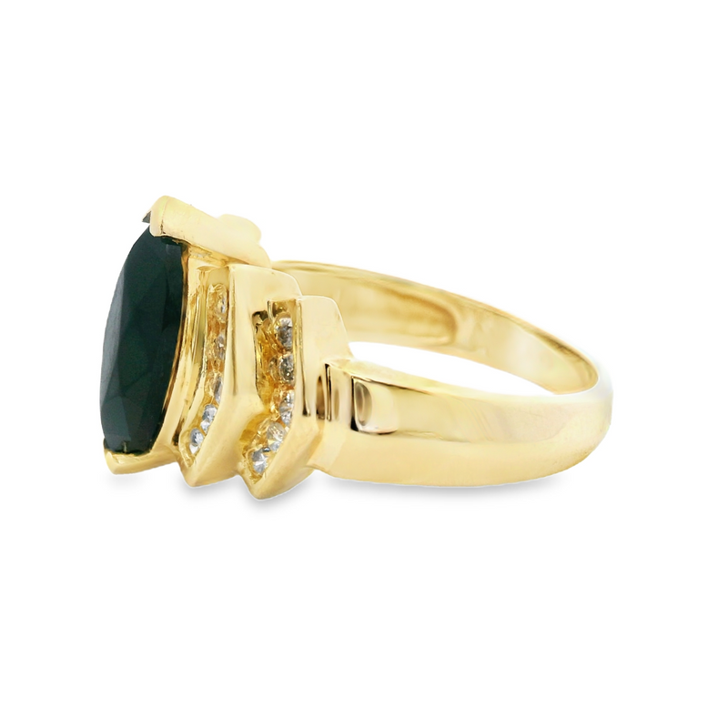 14K YG Black Onyx & Diamond Ring