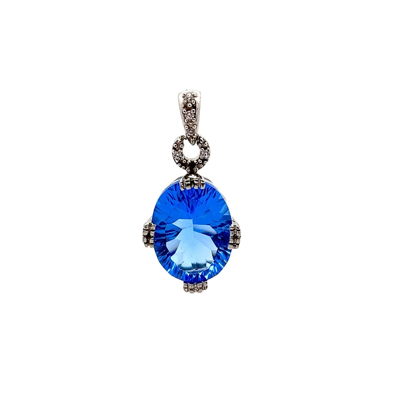 Sterling Silver Blue Glass Pendant