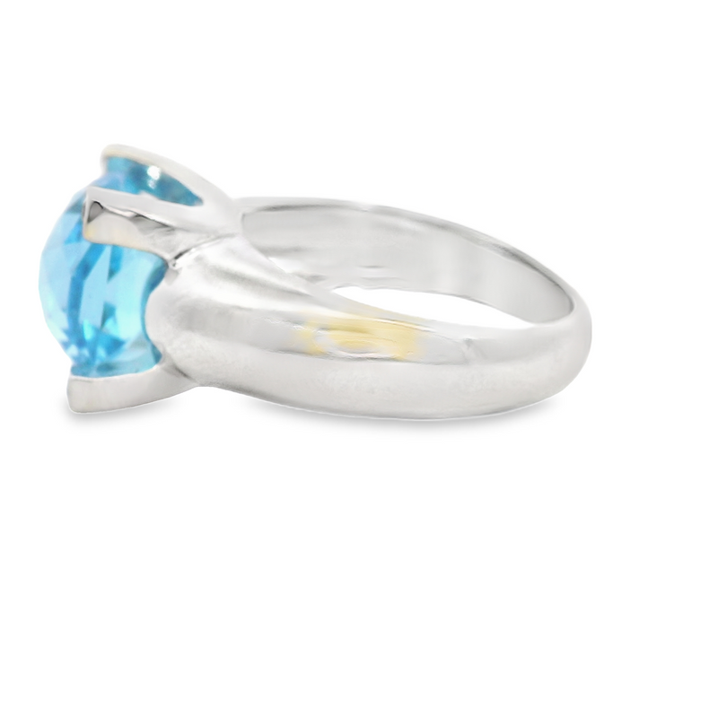 14K WG Blue Topaz & Diamond Ring
