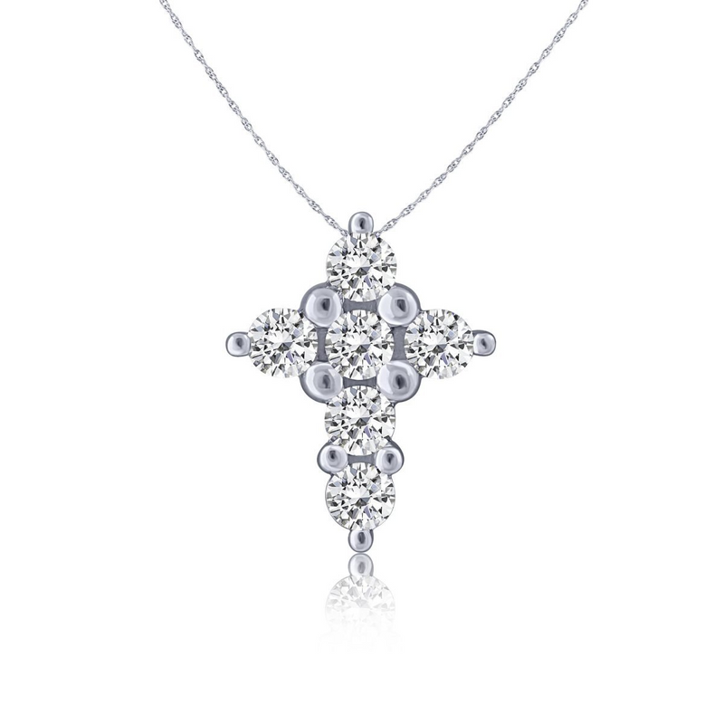 14K WG Diamond Cross Pendant