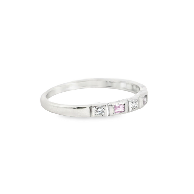 10K WG PINK TOURMALINE & DIAMOND BAND