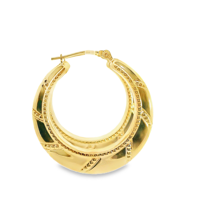 14K YG Hoop Earrings.