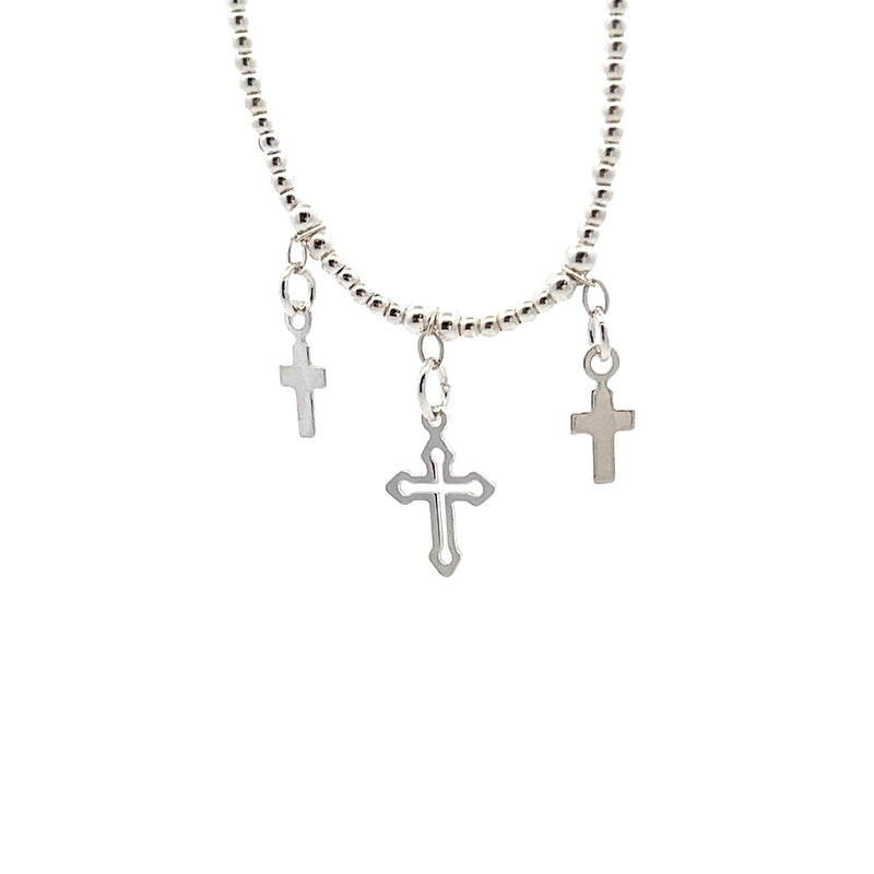 Sterling Silver Elastic Cross Bracelet