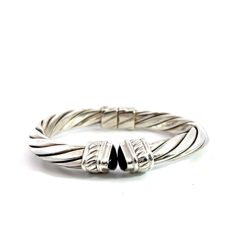 Sterling Silver & Onyx Twisted Cuff Bracelet