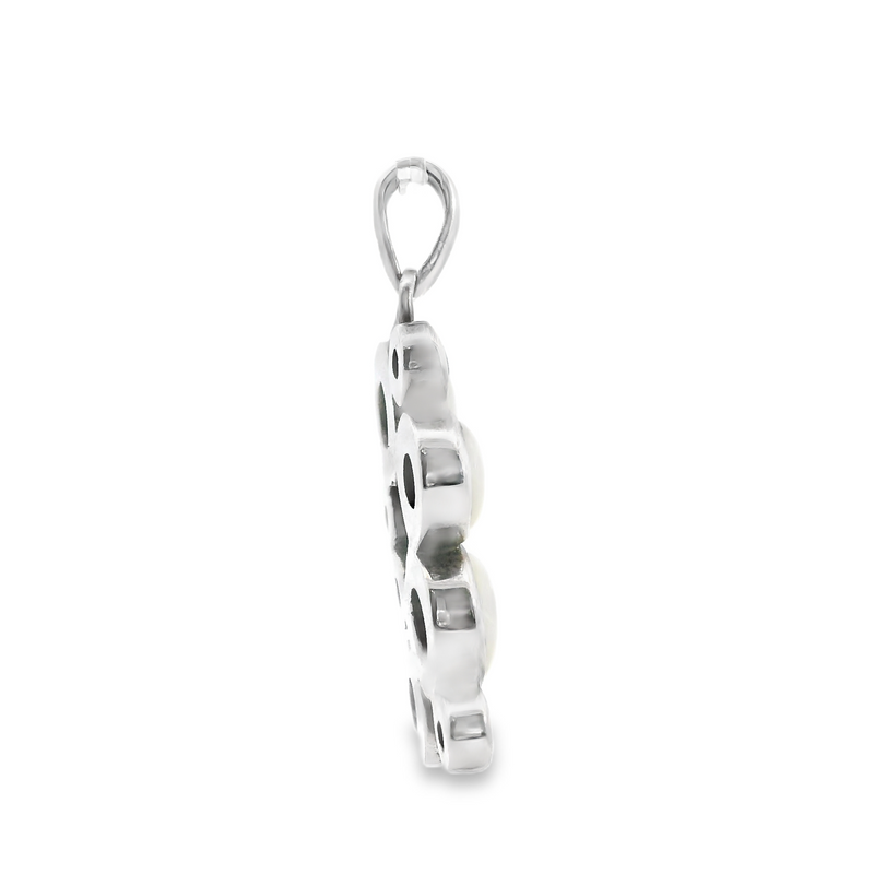 Sterling Silver Mother of Pearl & Garnet Pendant