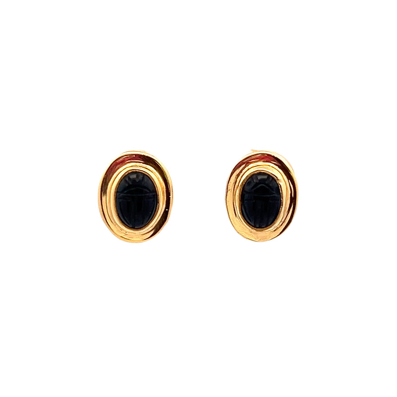Gold Plated Sterling Silver Black Onyx Earrings