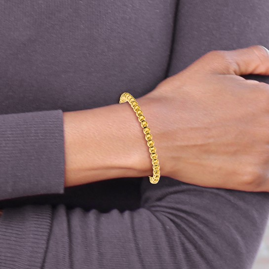 Gold Tone Polished Bead Bracelet