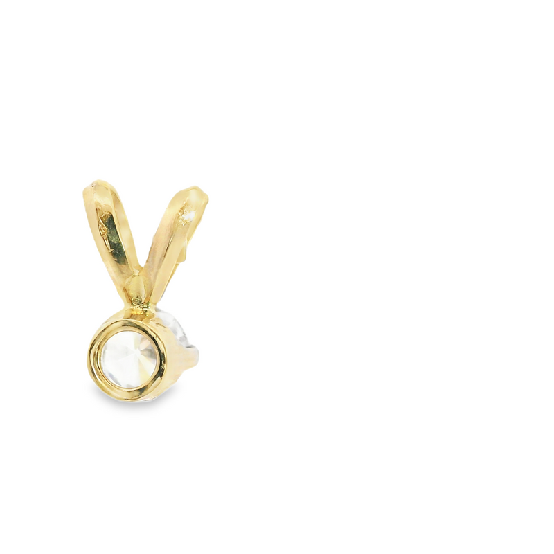 14K YG Solitaire Diamond Pendant