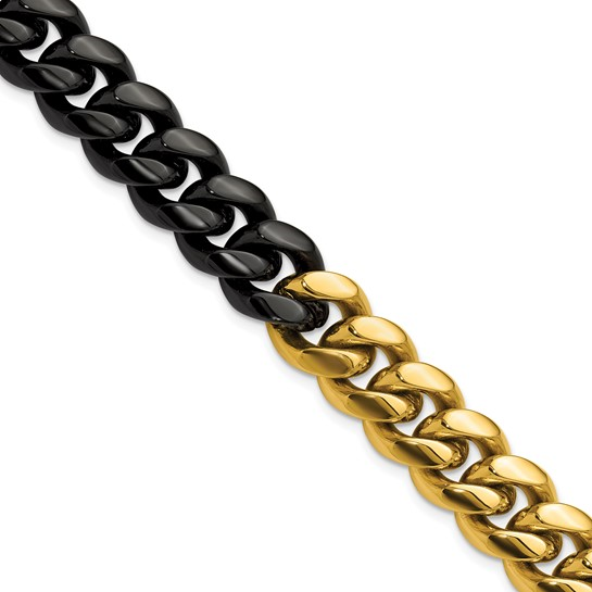 Stainless Steel Bracelet with Black & Yellow IP Plating