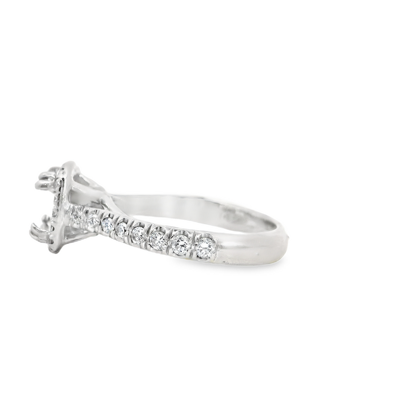 14K WG Halo Diamond Semi Mount