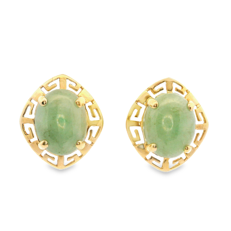 14K YG Jade Stud Earrings