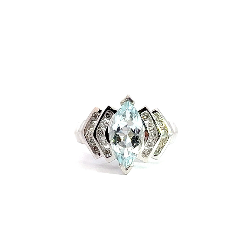 14K WG Aquamarine & Diamond Ring