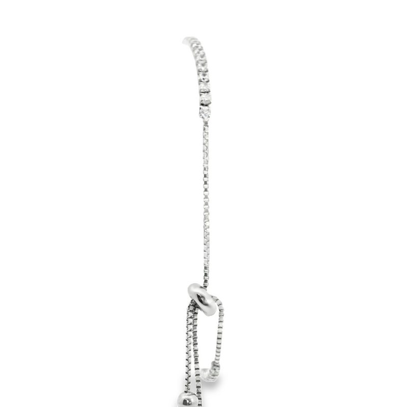 Sterling Silver CZ Cross Bolo Bracelet