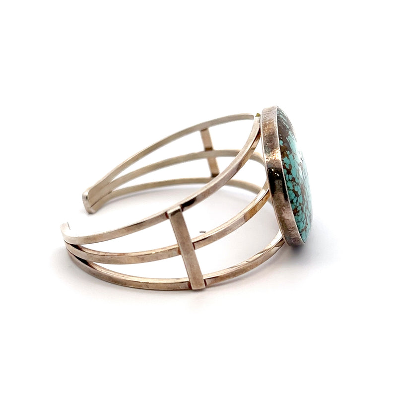 Sterling Silver Large Oval Turquoise Bracelet