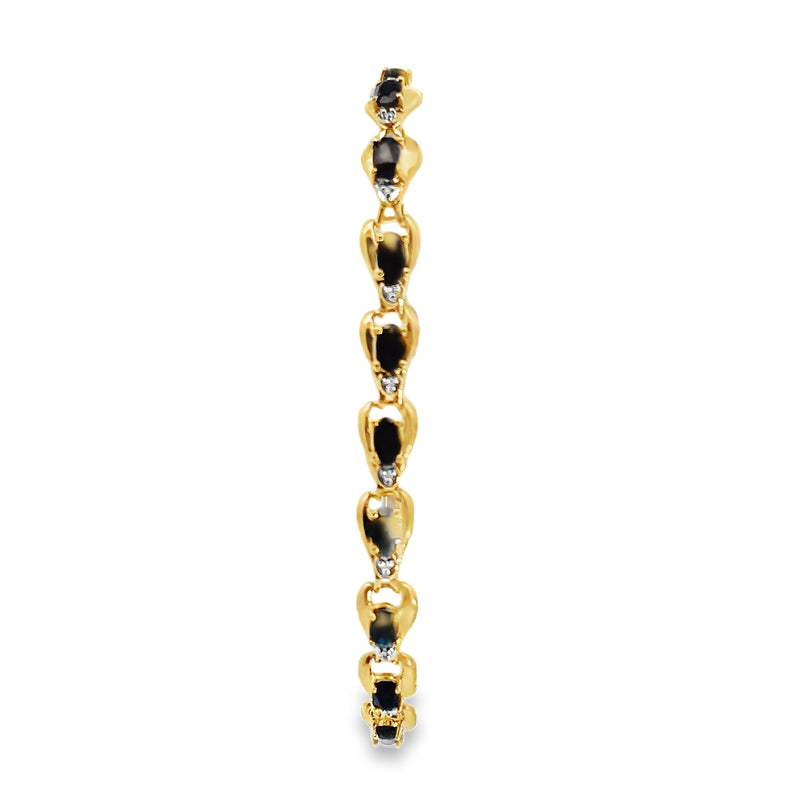 10K YG Sapphire & Diamond Tennis Bracelet