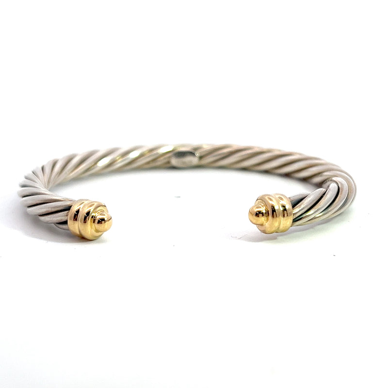 Sterling Silver & 18K YG Twisted Cuff Bracelet