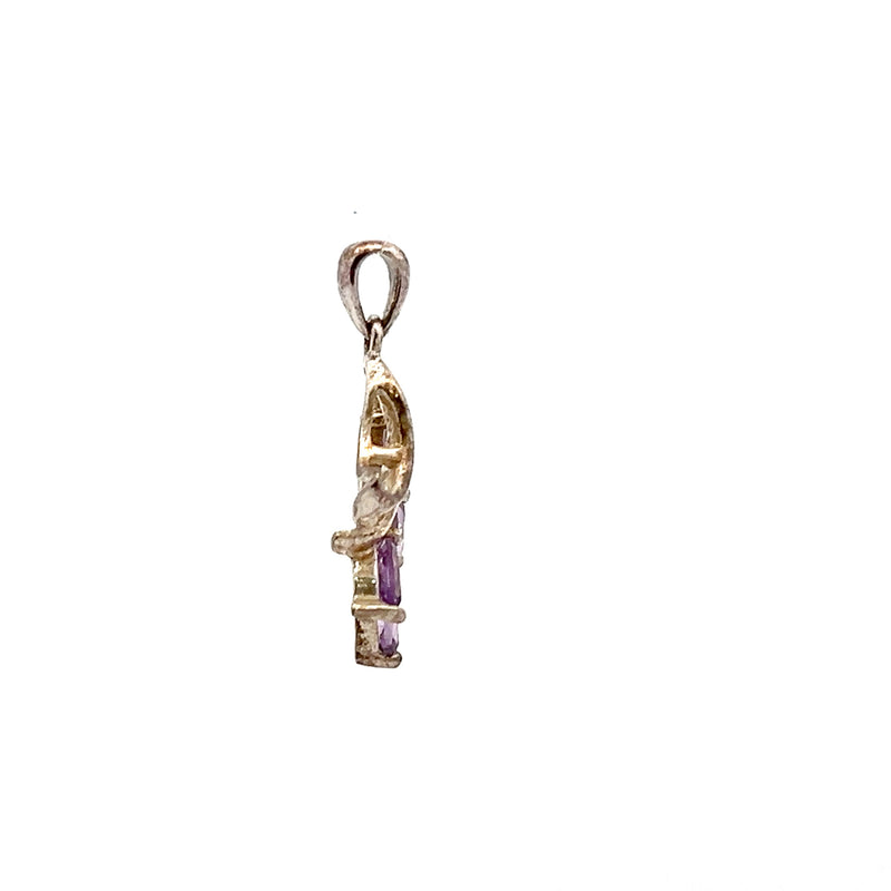 Sterling Silver Amethyst & Diamond Pendant