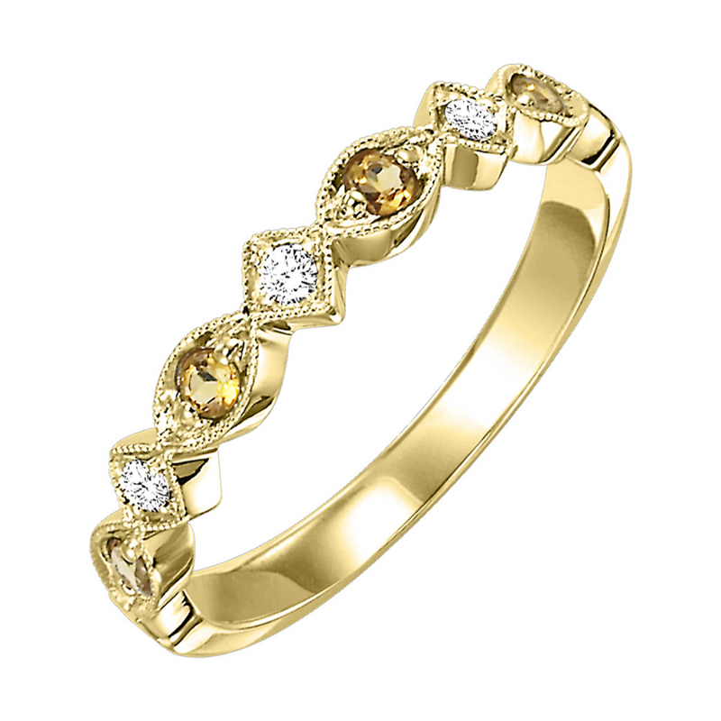 10K YG CITRINE & DIAMOND BAND