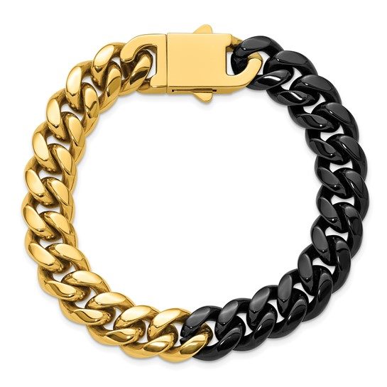 Stainless Steel Bracelet with Black & Yellow IP Plating