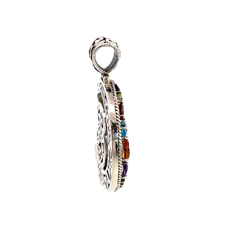 Samuel Benham Sterling Silver Owl Gemstone Pendant