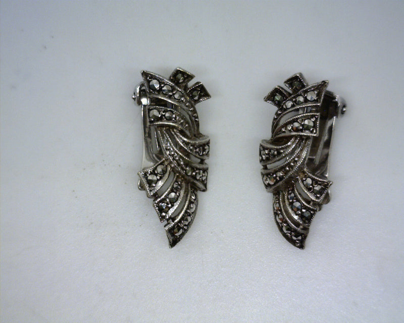 SS Marcasite Clip On Earrings