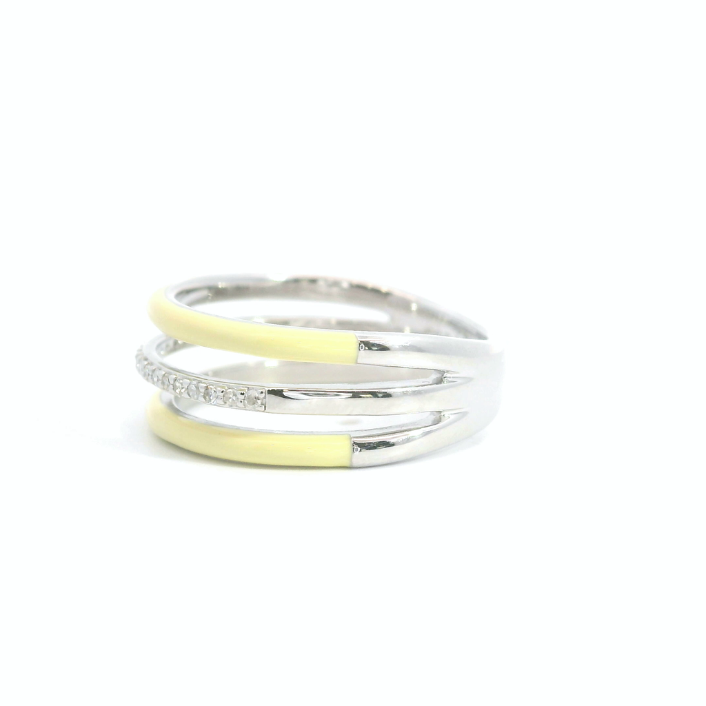 Sterling Silver Diamond & Enamel Band