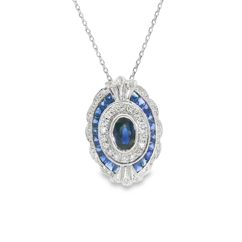 18K WG Sapphire & Diamond Pendant