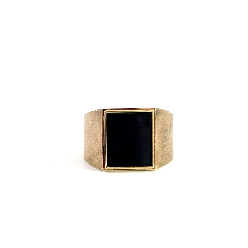 14K YG Mens Black Onyx Ring